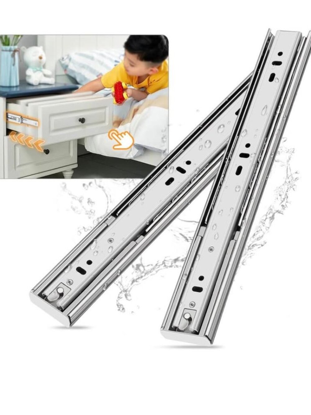 Stainless Steel Full Extension Drawer Slides Side Mount 10inch